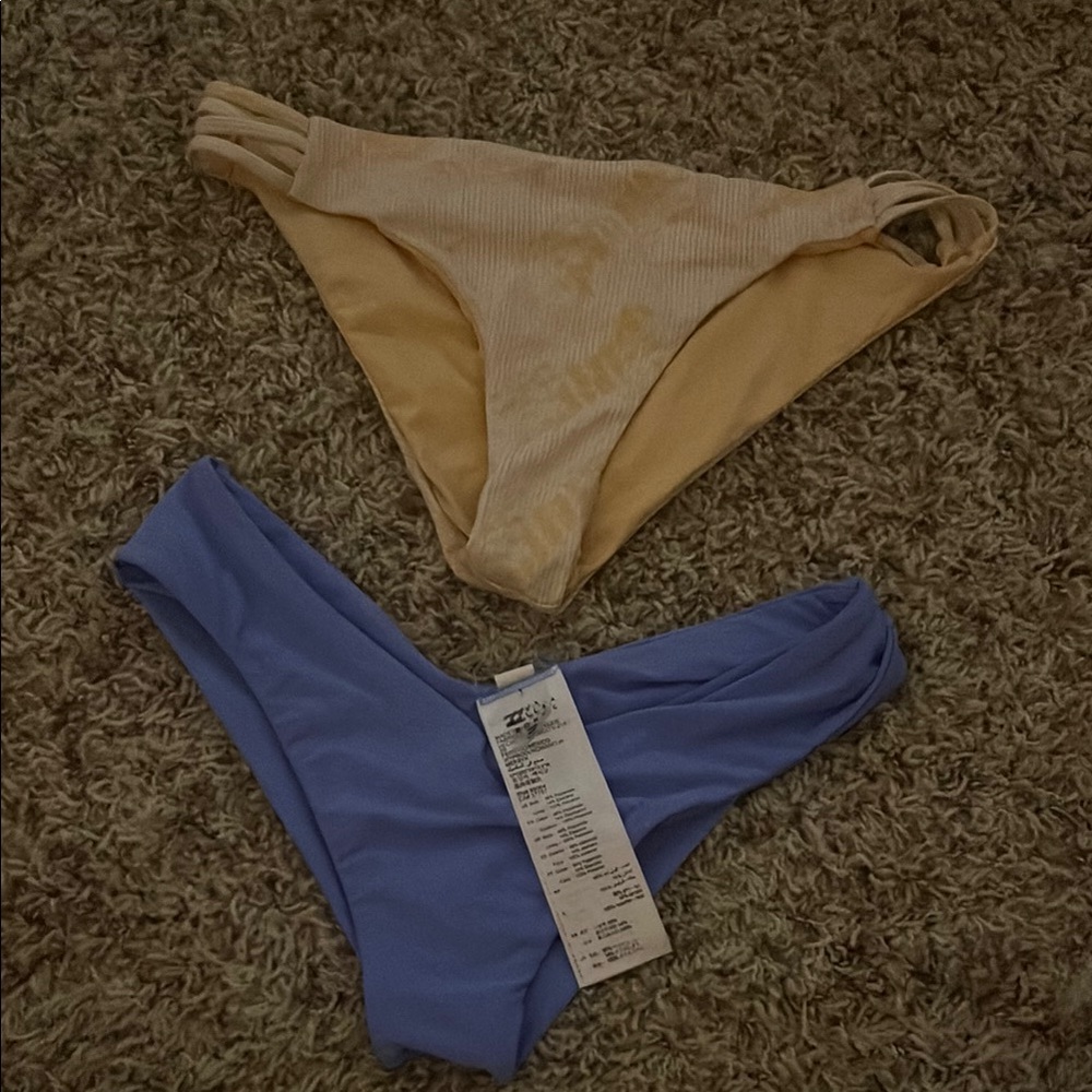 Two-Piece Bikini Bottom Set in Cream and Blue